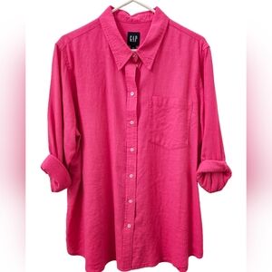 Gap Womens Hot Pink oversized button down shirt/Blouse Size XL